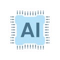 AI chipset up robot, technology flat icons style on white background. Line icons, symbols