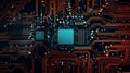 AI. Circuit board. Central Computer Processors CPU concept. Neural network AI generated