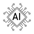 AI circuit board line icon, simple Electric processor chip, Artificial intelligence AI processor. CPU future tech symbol Royalty Free Stock Photo