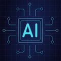 AI circuit board line icon, simple Electric processor chip, Artificial intelligence AI processor. CPU future tech symbol Royalty Free Stock Photo
