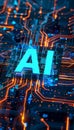 AI Circuit Board Visualization Royalty Free Stock Photo