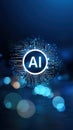 AI Circuitry Symbol on Abstract Bokeh Background Digital Technology Concept Artwork for Marketing and Presentations Dynamic Visual Royalty Free Stock Photo