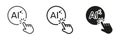 Ai Click Icon Set. Artificial Intelligence Engagement And User Interface Interaction Outline And Silhouette Symbol Royalty Free Stock Photo