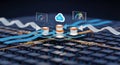 AI Cloud Computing Network with Data Flow and Performance Metrics Royalty Free Stock Photo