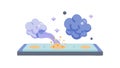 AI Cloud Computing: Neural Network Data Brain Processing Icon, vector design Generative AI Royalty Free Stock Photo
