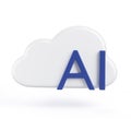 AI cloud platform 3d render icon. Virtual gpu server for cloud computing, deep machine learning, data storage Royalty Free Stock Photo