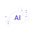 AI Cloud Symbol with Tech Connections in Flat Vector Illustration Symbolizing Artificial Intelligence and Data Networks Royalty Free Stock Photo
