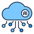 AI Cloud Technology vector Artificial Intelligence Network colored icon or sign Royalty Free Stock Photo
