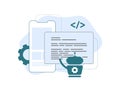 AI Coding Assistant Tools concept. Built generative AI-Powered mobile app. AI code writing vector isolated illustration