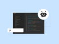 AI coding assistant tools powering generative AI for mobile app development. Smart AI-powered coding solutions enhancing Royalty Free Stock Photo
