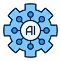 AI Cog Wheel vector Artificial Intelligence Cog wheel colored icon or symbol in thin line style Royalty Free Stock Photo