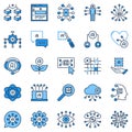 AI colored icons set - Artificial Intelligence Technology creative concept symbols Royalty Free Stock Photo
