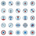 AI colored round icons set - Artificial Intelligence Innovation and science creative concept signs Royalty Free Stock Photo