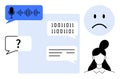 Artificial Intelligence Communication Concept with Chat Bubbles, Speech Input, and Binary Code Royalty Free Stock Photo