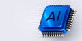 AI Computer chip. Technology concept. CPU processor. Computer microchip. Royalty Free Stock Photo