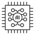 AI Computer Chip vector Artificial Intelligence Tech thin line icon or symbol Royalty Free Stock Photo