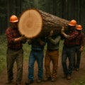 AI Computer Generated Tree Loggers Royalty Free Stock Photo