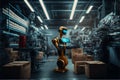 AI computer technology smart factory, industry 4.0, M2M computer aided manufacturing , robot working in factory Royalty Free Stock Photo