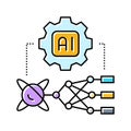 ai and computing merge quantum computer color icon vector illustration Royalty Free Stock Photo