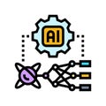 ai and computing merge quantum computer color icon vector illustration Royalty Free Stock Photo