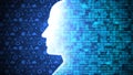 AI Computing and Thinking Big Data HUD including Binary Code with Head Shape Background Ver.1 Full View Royalty Free Stock Photo