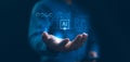 Ai, concept of artificial intelligence. Analytic, automation, machine learning and an autonomous brain. Big data management, Royalty Free Stock Photo