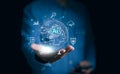 Ai, the concept of artificial intelligence use analytics, automation, and an autonomous brain. big data management, computer Royalty Free Stock Photo