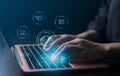 Ai, the concept of artificial intelligence use analytics, automation, and an autonomous brain. big data management, computer Royalty Free Stock Photo