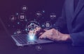 Ai, the concept of artificial intelligence use analytics, automation, and an autonomous brain. big data management, computer Royalty Free Stock Photo