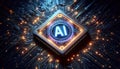 AI concept with computer processor, Artificial Intelligence for the future, Advanced Mobile Microprocessor Royalty Free Stock Photo