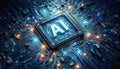 AI concept with computer processor, Artificial Intelligence for the future, Advanced Mobile Microprocessor