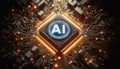 AI concept with computer processor, Artificial Intelligence for the future, Advanced Mobile Microprocessor