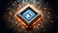 AI concept with computer processor, Artificial Intelligence for the future, Advanced Mobile Microprocessor