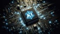 AI concept with computer processor, Artificial Intelligence for the future, Advanced Mobile Microprocessor