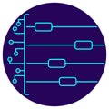 AI control panel vector icon. Shows circuit connections with horizontal sliders Royalty Free Stock Photo