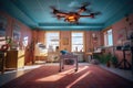 ai-controlled drone hovering in laboratory