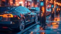 AI-Controlled Electric Vehicle Charging Network. Royalty Free Stock Photo