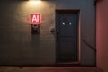 An AI-controlled electrical panel in the hallway of a house. Glowing text AI