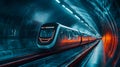 AI-Controlled Underground Transportation A city. Royalty Free Stock Photo