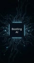 AI Core Booting: Vertical Mobile Background of Data Chip Initialization Royalty Free Stock Photo