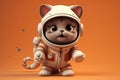 Cosmic Dreams: The Aspiring Astronaut Cat in 3D on Golden Gradient Background