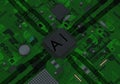 AI CPU processor circuit with data transmission and advanced engineering Royalty Free Stock Photo