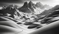 AI-Generated Solitary Skier in Monochrome Mountain Expanse Royalty Free Stock Photo