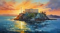 Alcatraz Reverie: Impressionistic Brushstrokes Evoke the Island\'s Enigmatic Aura