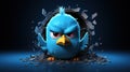 Aggressive blue twitter bird Royalty Free Stock Photo