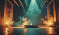 stage with smoke coming out the Royalty Free Stock Photo