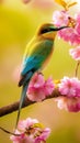 AI creates clear images of Blue-tailed bee-eater, bee-eater, Merops philippinus, birds Royalty Free Stock Photo