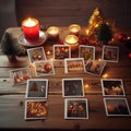 AI creates an image of a bunch of christmascards on a table Royalty Free Stock Photo