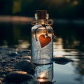 AI creates image, keep love in clear glass bottle