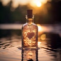 AI creates image, keep love in clear glass bottle